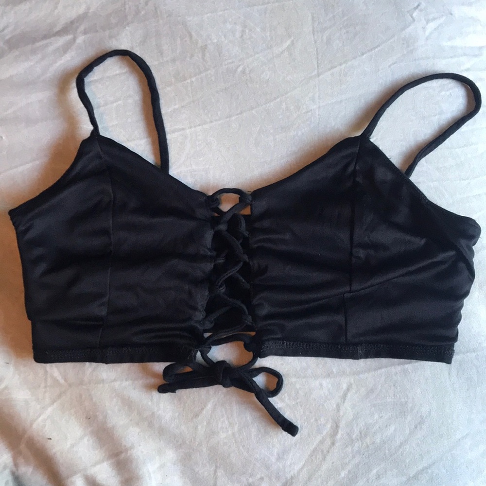 sexy crop top lace up out on the town cami
